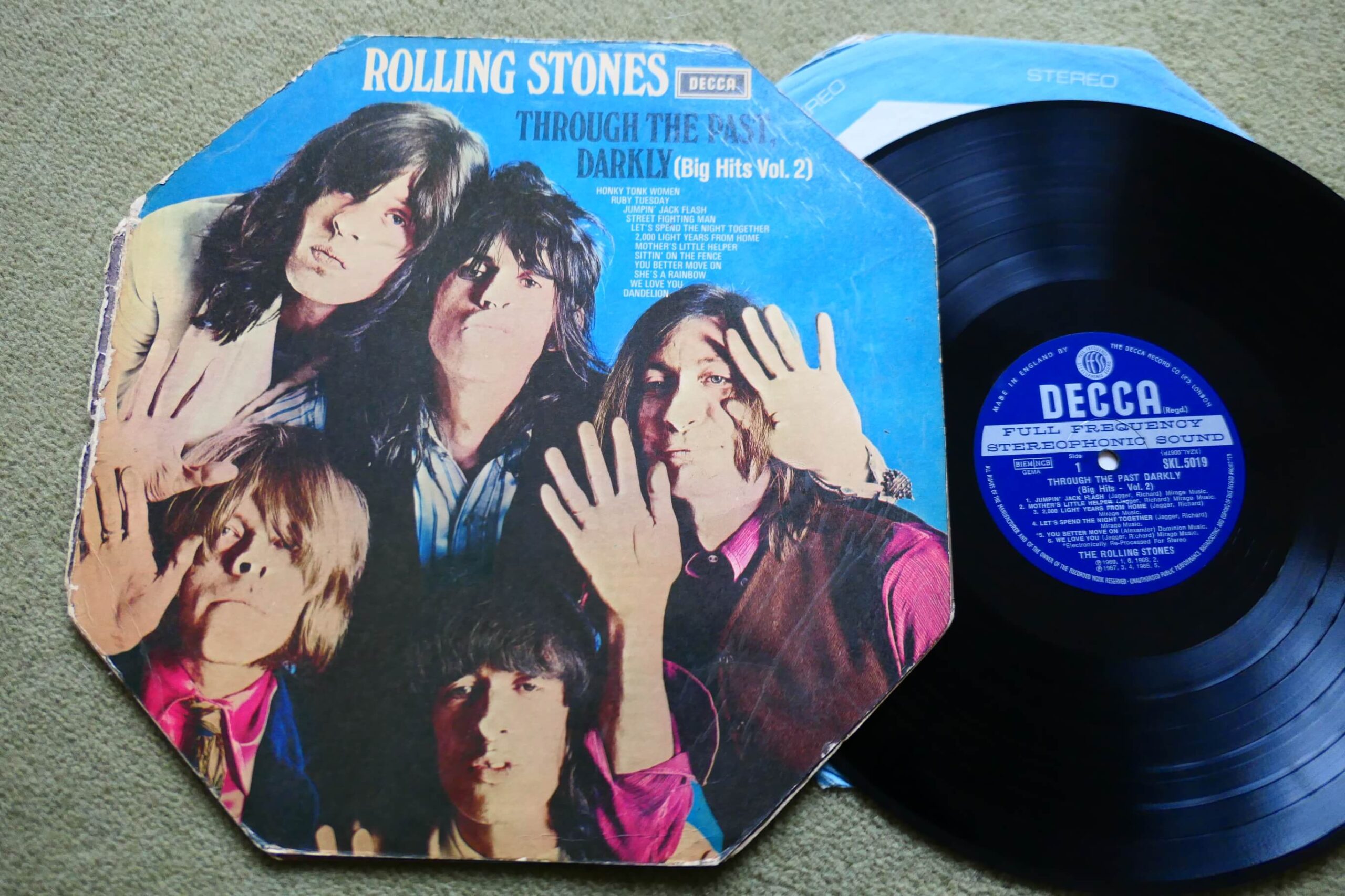 THE ROLLING STONES - THROUGH THE PAST DARKLY LP - EXC UK OCTAGONAL SLEEVE  STEREO DECCA