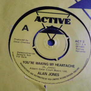 ALAN JONES - YOU'RE MAKING MY HEARTACHE Promo 7" - Nr MINT   NEW WAVE POWERPOP