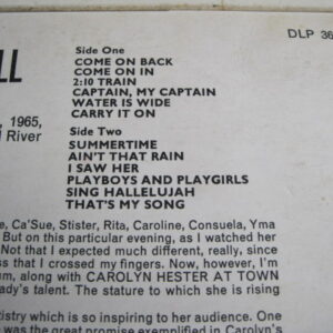 CAROLYN HESTER AT TOWN HALL LP - VG+ A1/B1 UK ORIGINAL