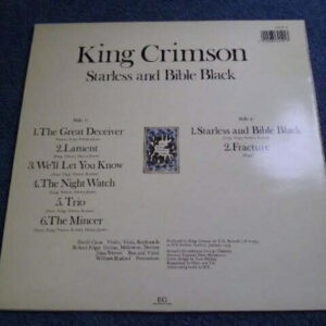 KING CRIMSON - STARLESS AND BIBLE BLACK LP - Nr MINT A1/B3 UK  PROG