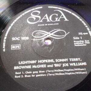 LIGHTNIN' HOPKINS SONNY TERRY BROWNIE McGHEE and BIG JOE WILLIAMS - BIG JOE SONNY BROWNIE LIGHTNIN' LP - EXC+ UK BLUES