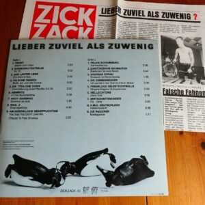 VARIOUS - LIEBER ZUVIEL ALS ZUWENIG (ZICKZACK SOMMERHITS 81) LP - Nr MINT GERMAN ELECTRONICA NEW WAVE INDUSTRIAL